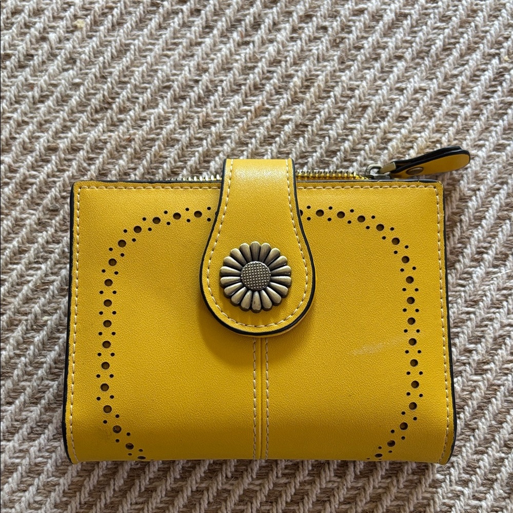 Chic Yellow Wallet with Decorative Button